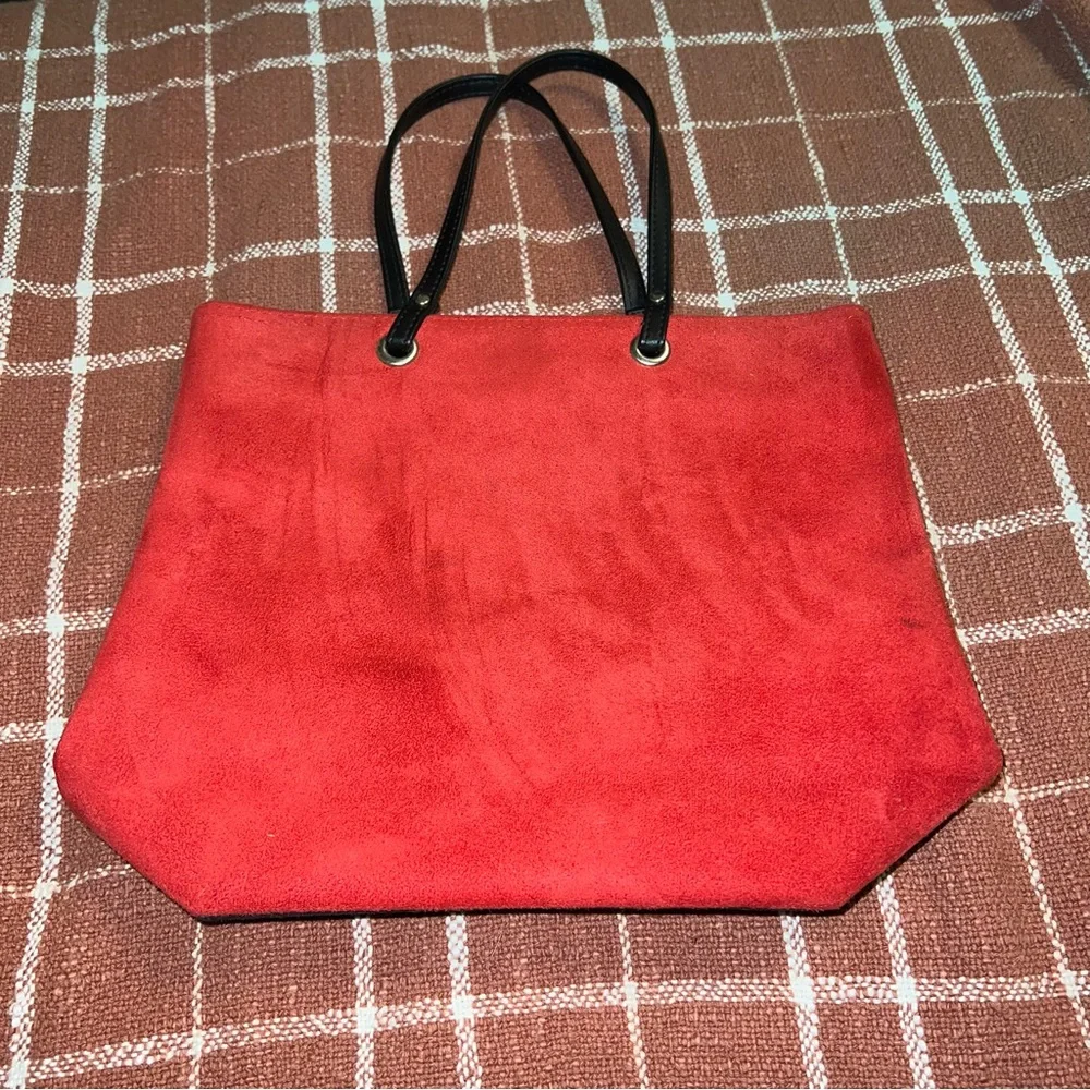 Small Red Suede Bucket Bag
